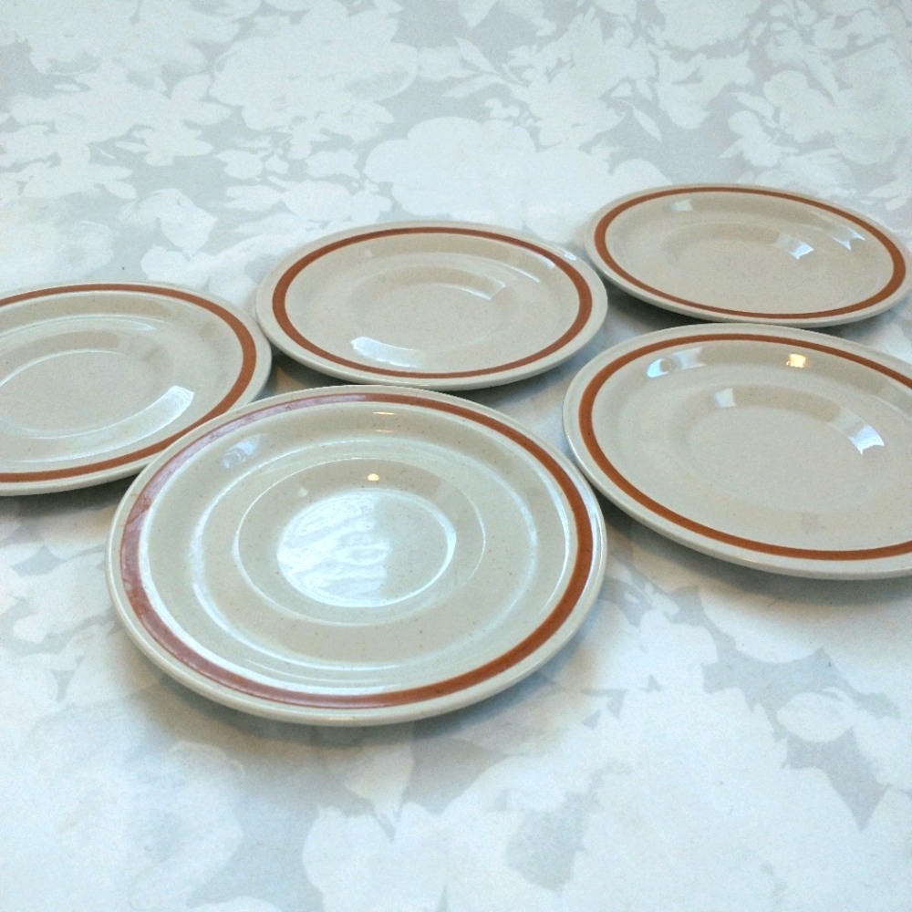 Set of 5 Autumn Collection Stonewear Saucers